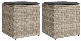 2 db világosszürke polyrattan kerti szék párnával 40x40x43 cm