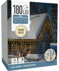 Icicle meleg fehér karácsonyi fényfüzér, 180 LED