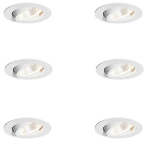 6 darabos fehér süllyesztett spotlámpa készlet 6,8 cm LED-del 750 lm szabályozható IP23 - Gaius
