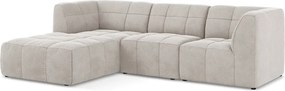 Bézs bársony sarokkanapé (bal oldali-heverő résszel) Aloha – Makamii