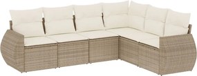 vidaXL 6 részes bézs polyrattan kerti ülőgarnitúra párnával