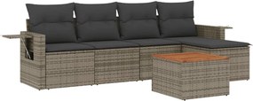 vidaXL 6 részes szürke polyrattan kerti ülőgarnitúra párnákkal