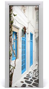 Poszter tapéta ajtóra görög utcákon 95x205 cm