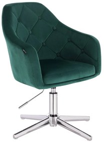 HR831CROSS Sötétzöld Modern Velúr Szék Krómozott lábbal