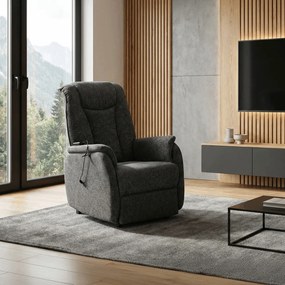 Polohovací křeslo, elektrické kabelové ovládání, šedá, látka, TV-L8963 GREY2