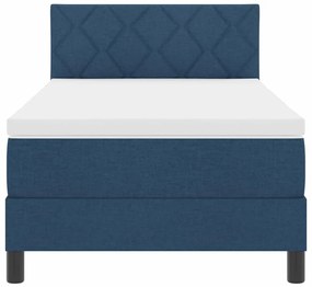 Boxspring ágy matraccal matracmal Sötét kék 90 x 190 cm szövet