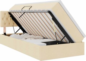 vidaXL Ágy tárolóval és matraccal matracmal Krém 90 x 190 cm Faanyag