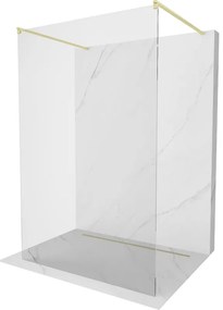 Mexen Kioto, Walk-In zuhany paraván 135 x 200 cm, 8 mm átlátszó üveg, arany matt profil, 800-135-002-55-00