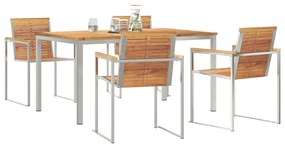 5 Részes Kert Étkezőkészlet Tömör Tíkfából, Kültéri Étkezőasztal 150x90x75 cm Tömör Tíkfából