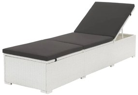 Fehér polyrattan napozóágy fekete párnával