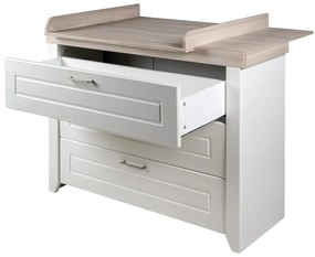 Fehér alacsony gyerek komód pelenkázó feltéttel szilfa dekorral 120x98 cm Felicia – Roba