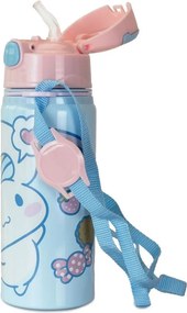 Hello Kitty Cinnamoroll alumínium szívószálas kulacs akasztóval 600 ml