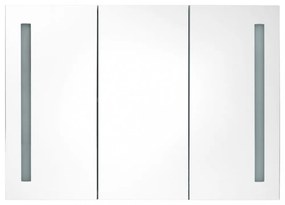 fényes fehér fürdőszobaszekrény LED világítással 89x14x62 cm