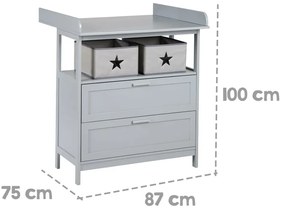 Szürke gyerek komód pelenkázó feltéttel 87x100x75 cm Hamburg – Roba