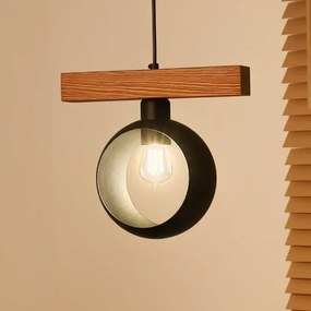 Duolla - Kábelre függesztett csillár IRONLINE 1xE27/15W/230V fenyő tölgy/fekete