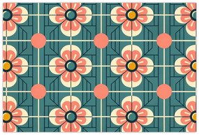 Kép - Retro virágminta (90x60 cm)