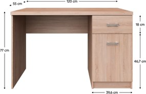 PC asztal 1D1S/120, sonoma tölgy, TOPTY TYP 36