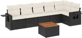 vidaXL 7 részes fekete polyrattan kerti ülőgarnitúra párnával