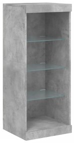 betonszürke tálalószekrény LED-világítással 162 x 37 x 100 cm