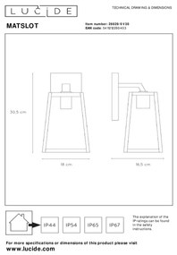 Lucide 29829/01/30 - Kültéri fali lámpa MATSLOT 1xE27/40W/230V IP23