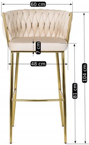 Elegáns Bárszék Bézs Bársony Kárpittal. FLORES 2