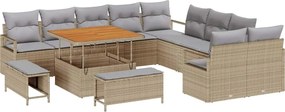 vidaXL Kerti Kanapé Szett párnával 13 pcs Beige és Világosszürke
