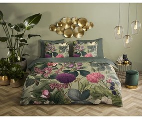 Khaki egyszemélyes-hosszabbított pamut-szatén ágyneműhuzat 140x220 cm Onaz – Descanso