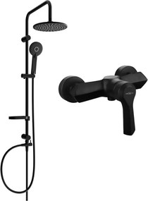 Mexen Carl felületi zuhanykészlet esőztető zuhanyfejjel és Sabre zuhanycsappal, fekete - 72140240-70