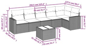 7 részes barna polyrattan kerti ülőgarnitúra párnákkal