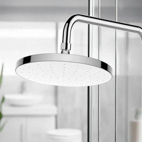 WENKO 24000100-Zuhanyfej AUTOMATIKUS TISZTÍTÁS 22,5x22,5 cm fényes króm/fehér