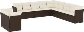 vidaXL 11 részes barna polyrattan kerti ülőgarnitúra párnákkal