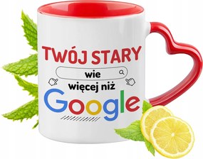 Régi piros bögre szív alakú füllel ajándékba