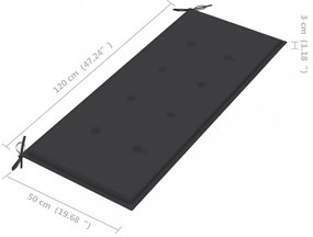 tömör tíkfa rakásolható kerti pad párnával 128,5 cm