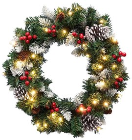 LED karácsonyi koszorú 35xLED/3xAA 8 funkciós átm. 45 cm IP44 meleg fehér