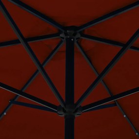 terrakotta kültéri napernyő LED-fényekkel és acélrúddal 300 cm