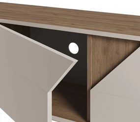 Krémszínű-natúr színű komód tölgyfa dekorral 150x55x35 cm Lilou – Marckeric