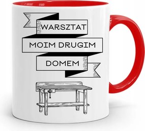 Piros Építőipari Bögre Barkácsoló Szakember Ajándék fényképes nyomtatással