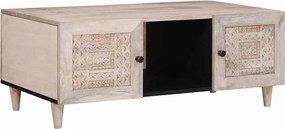 vidaXL Dohányzóasztal polcokkal Bézs 100 x 54 x 40 cm Tömör akácfa