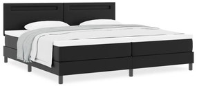 fekete boxspring ágy matraccal, 200 x 200 cm, műbőr