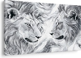 Kép - Rajzolt oroszlánfejek (90x60 cm)