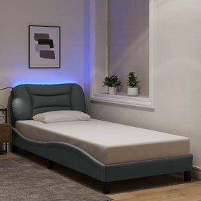 világosszürke szövet ágykeret LED-es matrac nélkül 80x200 cm