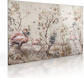 Üveg kép - Rajz flamingókról (70x50 cm)