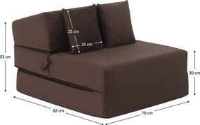 Összecsukható matrac/fotel, 2v1, barna Taupe, PELOS