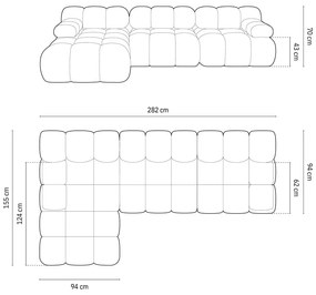 Világosszürke buklé moduláris sarokkanapé (bal oldali) Bellis – Micadoni Home