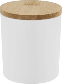 Gyertyatartó tégely matt fehér 300 ml bambusz fedéllel