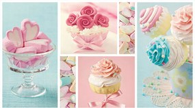 Fotótapéta Muffin rózsák csipke hab 250x175 édes világ szalag +ragasztó