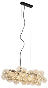 Design függőlámpa fekete borostyánszínű üveggel, 8 lámpával - Uvas