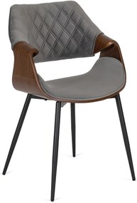 Elegáns Bársony Étkezőszék Szürke/Dió Színben. DAKOTA