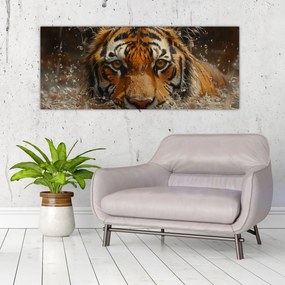 Kép - Portré egy tigris a vízben (120x50 cm)