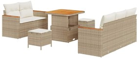 vidaXL Kerti Kanapé Szett 8 pcs Bézs polirattan